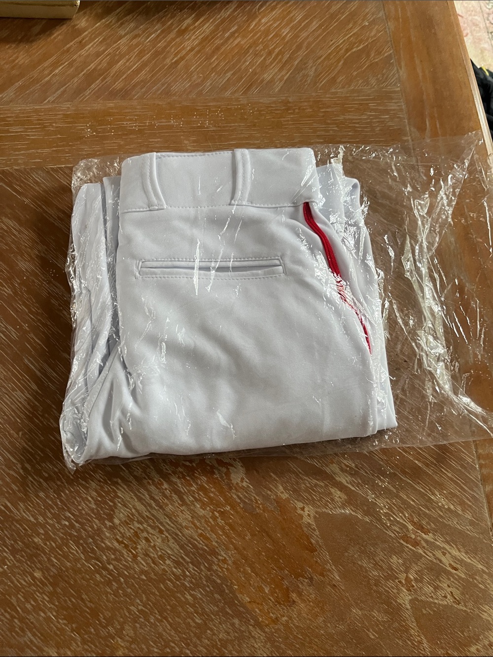 White Athletic Pants with Red Accent